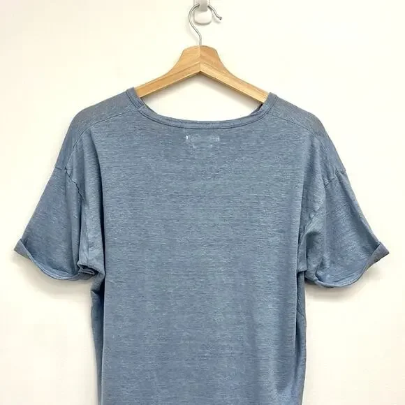 NWOT Isabel Marant Étoile Koldi Linen Rolled Sleeve Easy Relaxed Fit Tee - Large - Picture 4 of 12